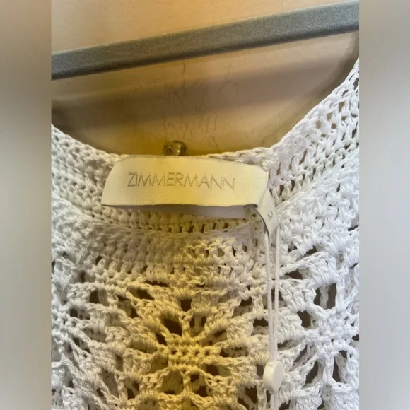 Zimmermann Cassia Open Weave Crochet Midi Dress Size 8 NWT Ivory - Picture 4 of 10